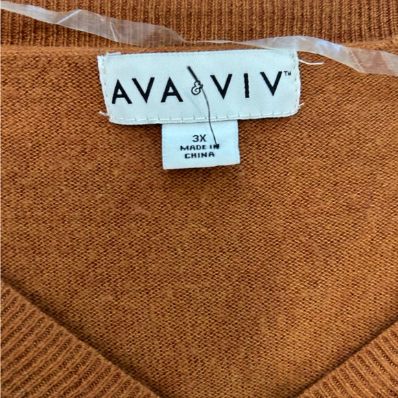 AVA & VIV burnt orange V-neck sweater Women’s size 3X - Picture 3 of 9
